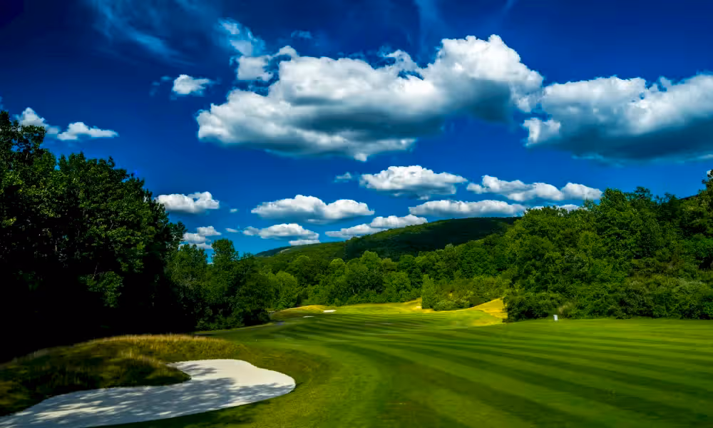 A view of the fairway at Cascades Golf Club at Crystal Springs Resort