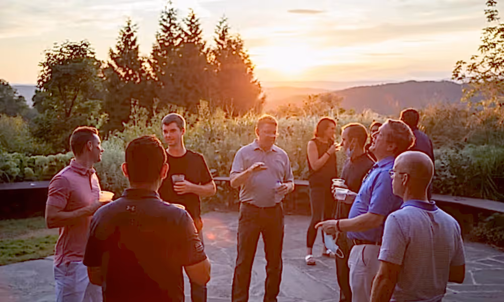 Outdoor gathering space with view