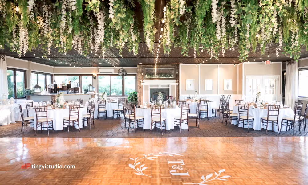 Elegant wedding reception decor at Ballyowen Golf Club
