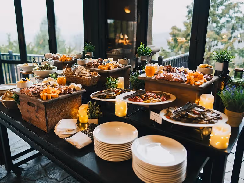 Food display in rotunda.